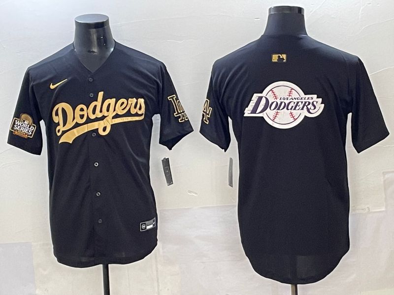 Men Los Angeles Dodgers Blank Black Gold Nike MLB Jersey style 0027